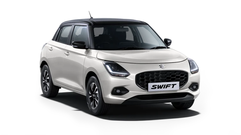 New Maruti Swift Pearl Arctic White with Midnight Black Roof